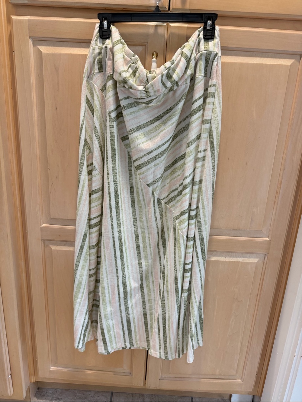 Cato Green, Cream, & Pink Vertical Stripe Maxi Skirt 18W / 20W